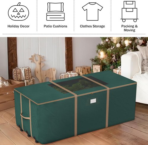 Elf Stor Rolling Storage Bag - 12FT Durable Bag with Wheels & Handles for Cushions, Clothes & More | Green