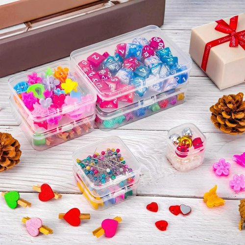 Clear Plastic Bead Storage Containers by [Brand Name] - 24 Packs with Hinged Lid for Crafts & Jewelry | 1.37 x 1.37 x 0.7 Inches