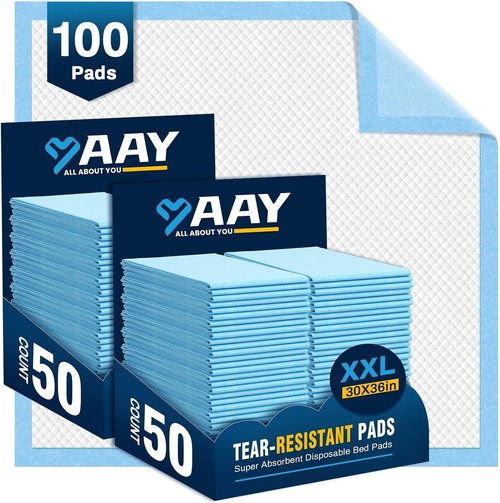AAY Disposable Bed Pads - Super Absorbent Tear-Resistant Underpads | Extra Large 30"X36" (100pcs) for Adults, Kids, and Pets