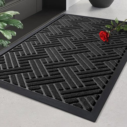 BEHERO Welcome Mat - Heavy Duty Absorbent Door Mat for Indoor/Outdoor Use | 29.5x17 Inch, Stain & Fade Resistant, Non-Slip, Black