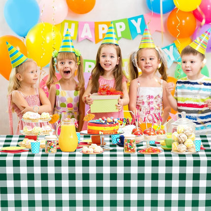 Regine Switzerland Disposable Green Gingham Tablecloths - Waterproof Checkered Design | 54" x 108" for Parties & Picnics
