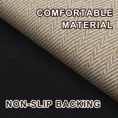 Skiennix Ultra Thin Indoor Door Mat - Non-Slip Rubber Backing | Herringbone Design, 17"x29", Beige