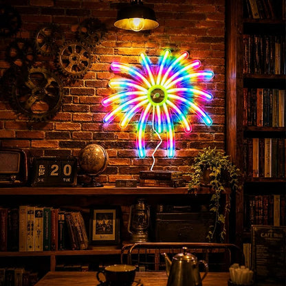 Fireworks Neon Sign LED Dimmable RGB IC Lights USB Powered for Party Decor