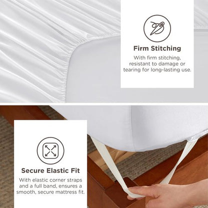 Bedsure Deep Pocket Queen Sheets Set - Soft & Cooling 4-Piece Bed Sheets for 21-Inch Mattresses | Moisture-Wicking, Easy Fit, White