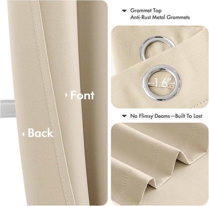 MIULEE Short Curtains - Cream Beige Blackout Thermal Insulated Drapes for Kitchen & Bathroom | 40" x 36" (2 Panels)