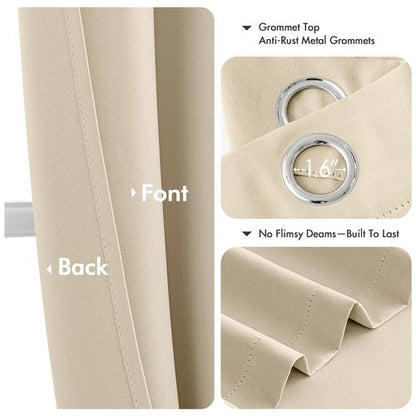 MIULEE Cream Beige Blackout Curtains for Bedroom Living Room 90 Inches Long 2 panels, Thermal Insulated Room Darkening Drapes Solid Grommet Top Noise Reducing Light Blocking Window Curtains 40x90 Inch