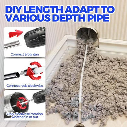 Holikme Dryer Vent Cleaner Kit - 35 Feet Flexible Lint Brush with Drill Attachment & Chimney Brushes