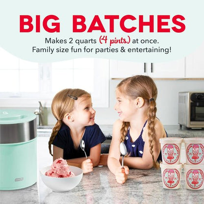 Dash Deluxe Gelato & Ice Cream Maker - One-Touch Churning for Homemade Desserts - 2 Quarts, Aqua