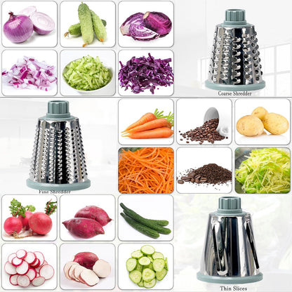 Rotary Cheese Grater - Multi-Purpose Stainless Steel Shredder With Handle for Effortless Grating (Blue)