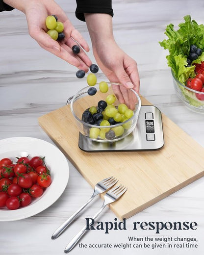 Digital Kitchen Scale by [Brand Name] - 11lb Capacity with LCD Display & Tare Function | Compact 304 Stainless Steel Design for Baking & Meal Prep
