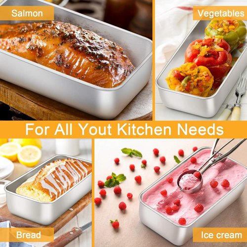 E-far Stainless Steel Loaf Pan Set - 9 x 5 Inch Non-Toxic Bakeware for Bread & Meatloaf | Easy Release & Dishwasher Safe
