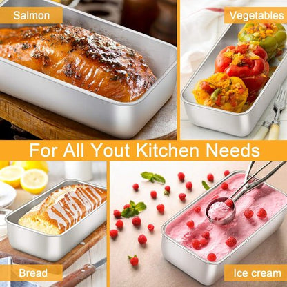 E-far Stainless Steel Loaf Pan Set - 9 x 5 Inch Non-Toxic Bakeware for Bread & Meatloaf | Easy Release & Dishwasher Safe