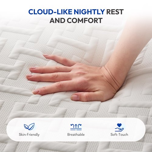 Gelsea 12 Inch Queen Size Mattress, Gel-Infused Green Tea Memory Foam Mattress for Back Pain Relief & Cool Sleep, Medium Plush Feel, Fiberglass Free & CertiPUR-US Certified, Mattress in a Box