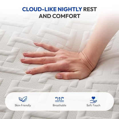 Gelsea 12 Inch Queen Size Mattress, Gel-Infused Green Tea Memory Foam Mattress for Back Pain Relief & Cool Sleep, Medium Plush Feel, Fiberglass Free & CertiPUR-US Certified, Mattress in a Box