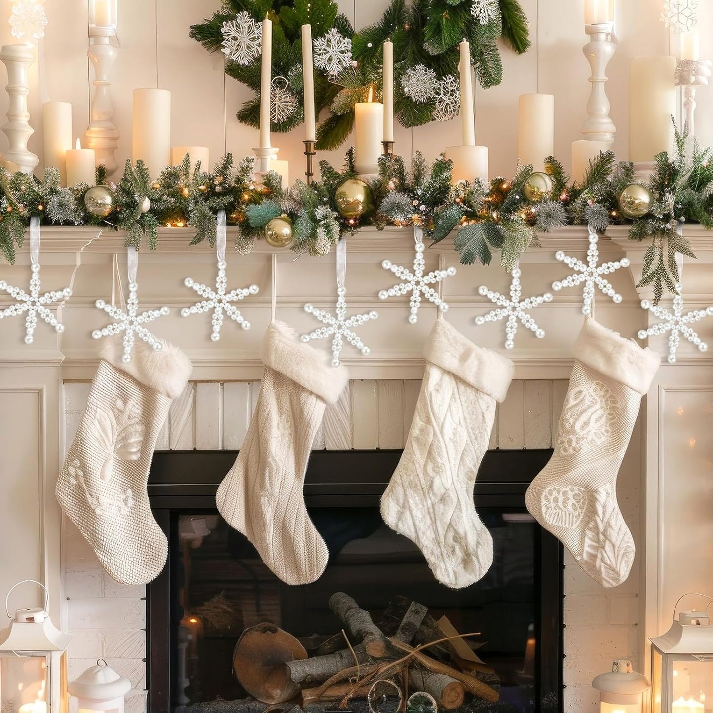 Beeveer 12 Pcs White Snowflake Ornaments - Elegant Hanging Decor for Christmas Tree & Winter Wonderland