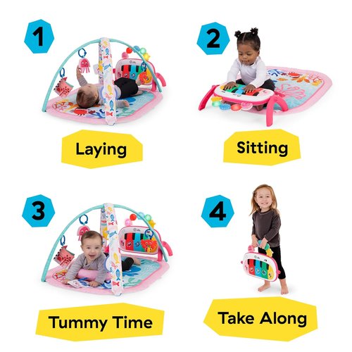 Baby Einstein Ocean Explorers 4-in-1 Kickin' Tunes Gym - Music & Language Discovery, Pink, 0+ Months