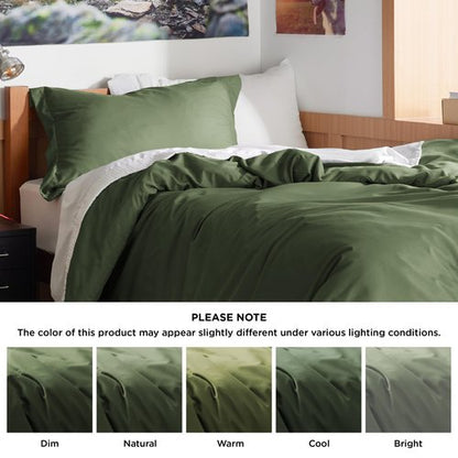 Bedsure Duvet Cover Twin/Twin XL Size - Extra Soft Double Brushed Bedding Set with Zipper Closure, 2 Pieces, Includes 1 Duvet Cover (68"x90") & 1 Pillow Sham, Comforter Not Included, Olive Green