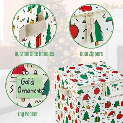 VENO Christmas Decoration Storage Bags - 3 Pack for Wrapping Paper & Ornaments | Durable & Spacious