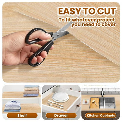 Drawer Shelf Liner for Kitchen Cabinets Non-Adhesive, Non Slip Shelf Paper Waterproof Thickened Cabinet Liners for Shelves, Strong Grip Mats for Cupboard, Dresser, Pantry, Beige, 23.6 in x 20 FT