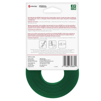 Velcro Brand Garland Ties - Green 30 ft Roll, Cut-to-Size Holiday Decor
