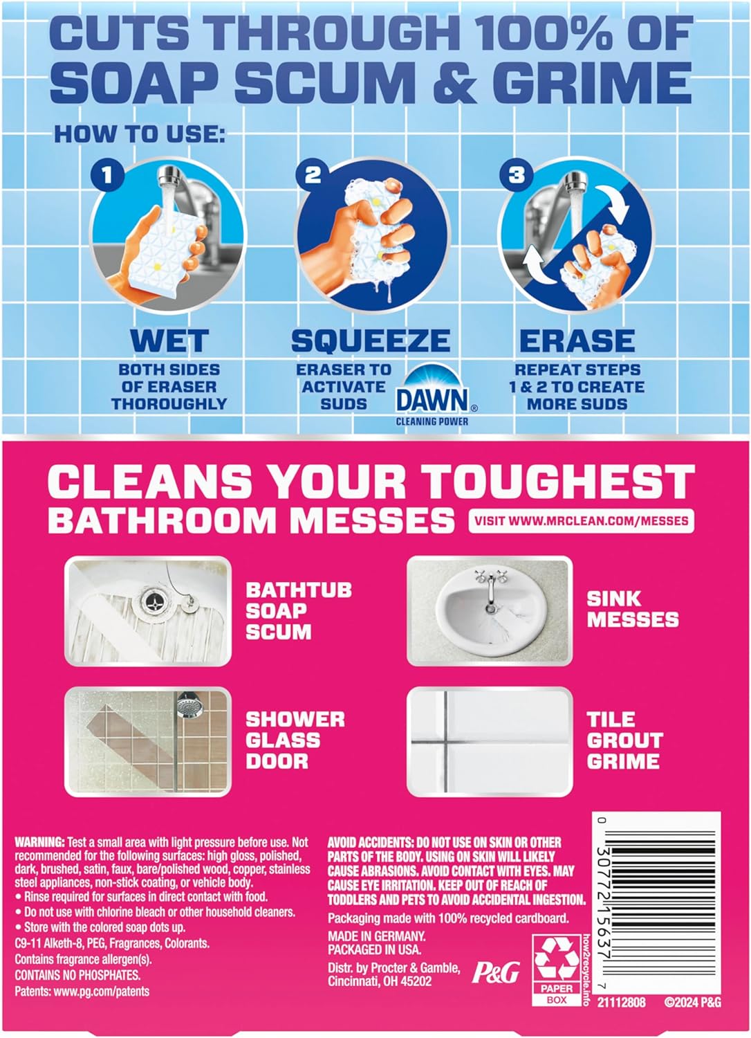 Mr. Clean Magic Eraser Sponge - Powerful Bathroom Cleaner with Lemon Scent | 5 Count Pack