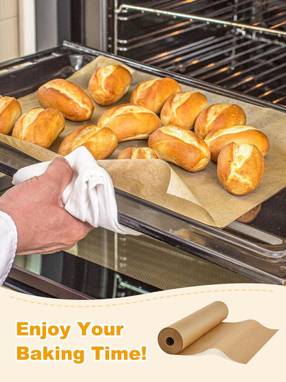 SMARTAKE Parchment Paper Roll - Non-Stick Baking Sheets with Slide Cutter | 15" x 242 ft, Heavy Duty Unbleached
