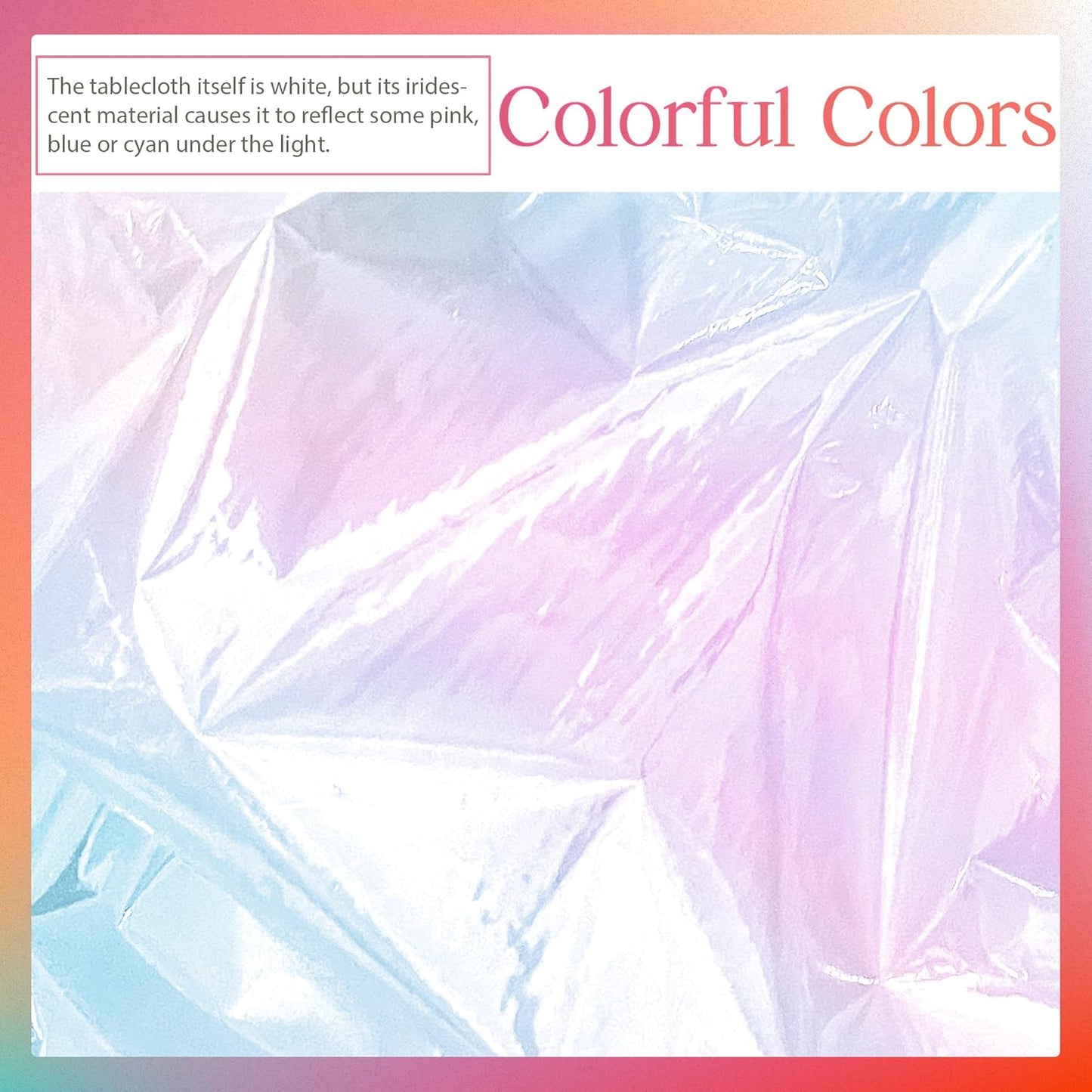 Shiny Laser Tablecloths | 4-Piece White Iridescence Set - 40 x 108” Disposable Holographic Covers for Weddings & Parties
