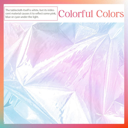 Shiny Laser Tablecloths | 4-Piece White Iridescence Set - 40 x 108” Disposable Holographic Covers for Weddings & Parties