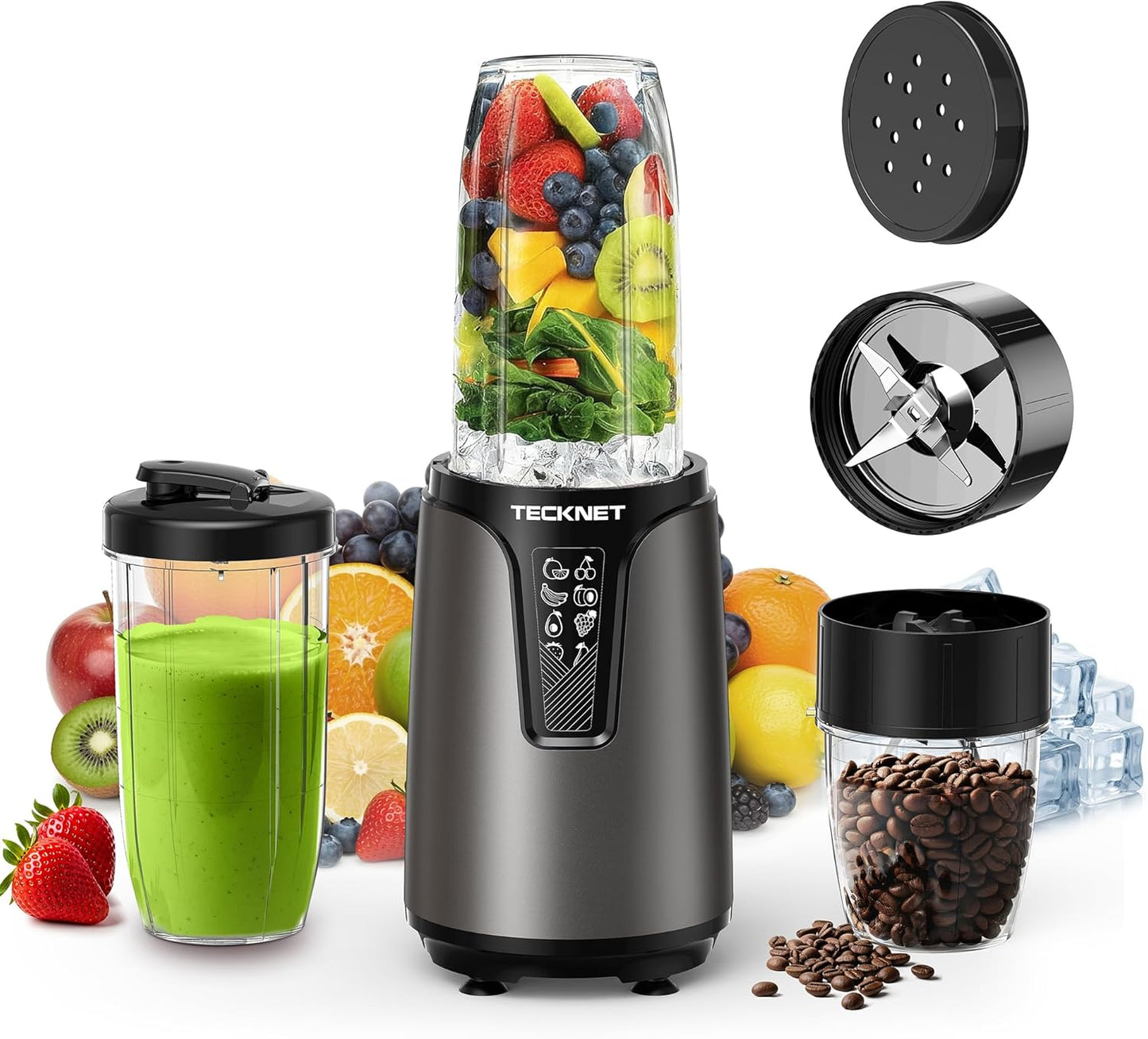TECKNET Bullet Blender - 25000RPM Personal Nutri Blender for Smoothies & Protein Shakes | 1000W, 2 BPA-Free Cups (17oz & 10oz)