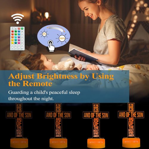 Cross 3D Night Light - Jesus Lamp with 16 Color Changing Options & Remote Control | Perfect Gift for Christmas & Birthdays