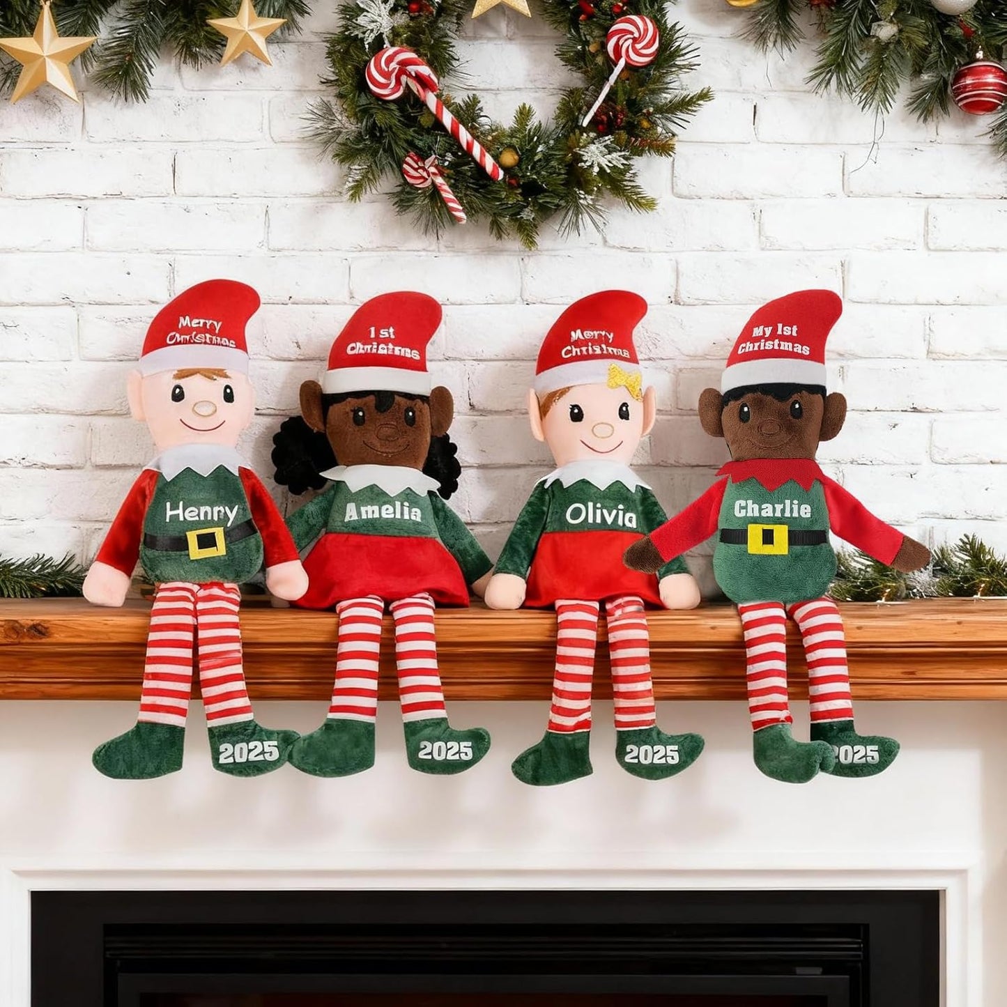 Skiennix Custom Christmas Elf Plush Doll - 14.5" Personalized Toy for Kids | Ideal Xmas Gift (Red/Green)
