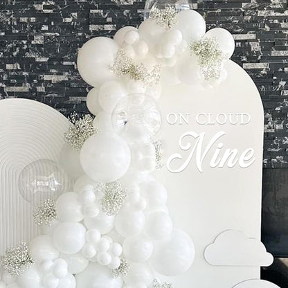On Cloud Nine Baby Shower Decal Sign - Stylish Wall & Mirror Decor in White