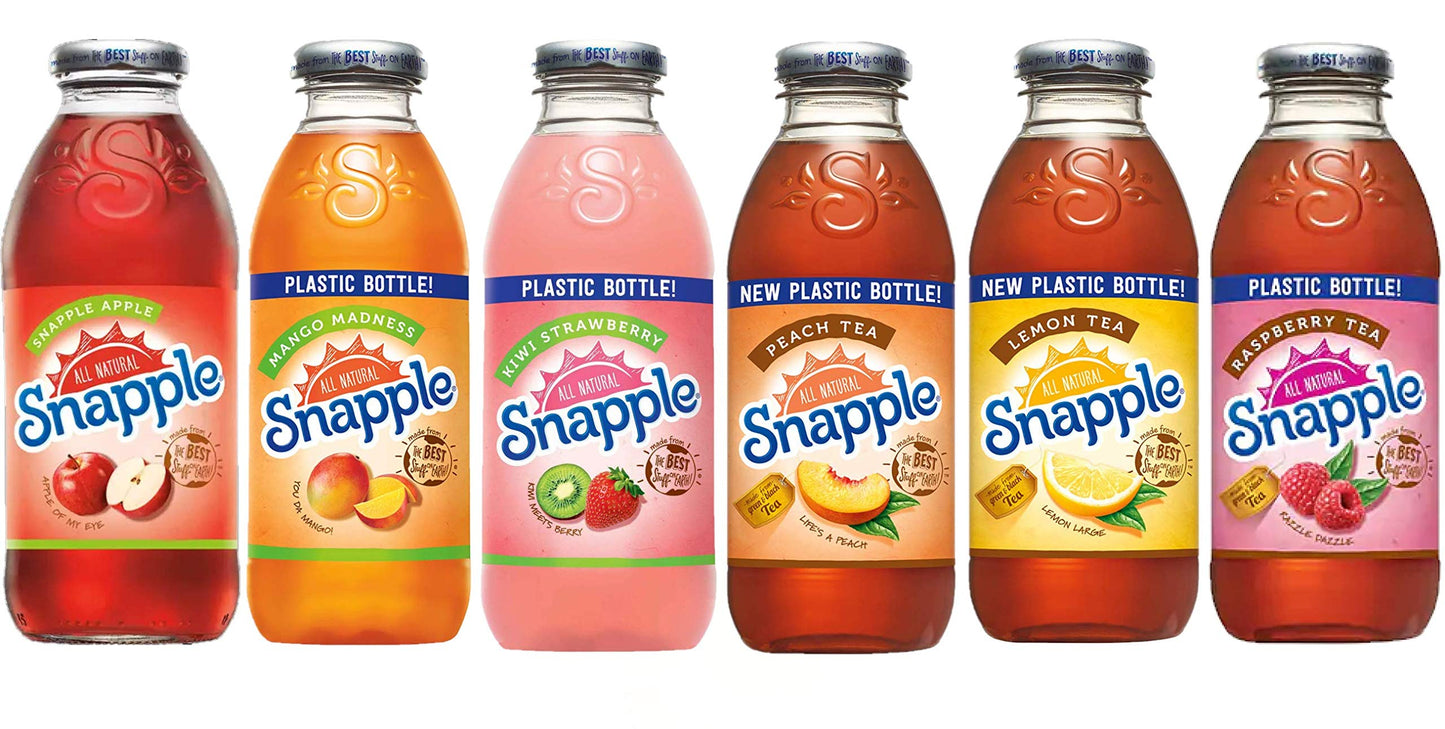 Snapple Tasters Edition Variety pack, 6 Count, All Original Flavors, Plastic Bottles with Bay Area Marketplace Napkins