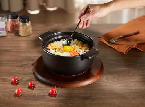 Kook Korean Dolsot Bowl - 68 oz Donabe Style Cookware for Bibimbap, Soups & Stews | Oven & Dishwasher Safe, Black