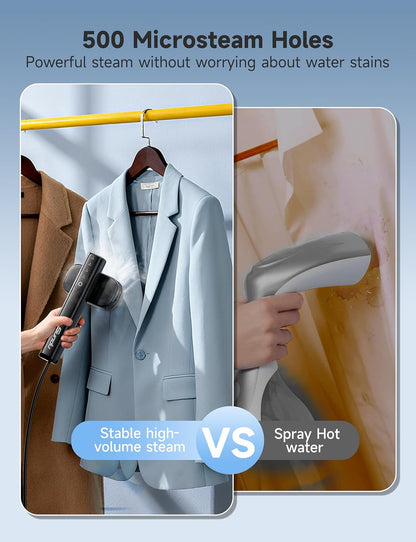 Powerful 1200W Portable Clothes Steamer by [Brand Name] - Fast 15s Heat-Up, 100ml Tank, 20 Min Continuous Steam | Ideal for Travel & Home