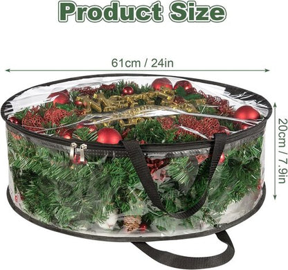 Clear Wreath Storage Bag by [Brand Name] - Heavy Duty PVC Protector for 24x8 Inch Christmas Wreaths | Includes Handle