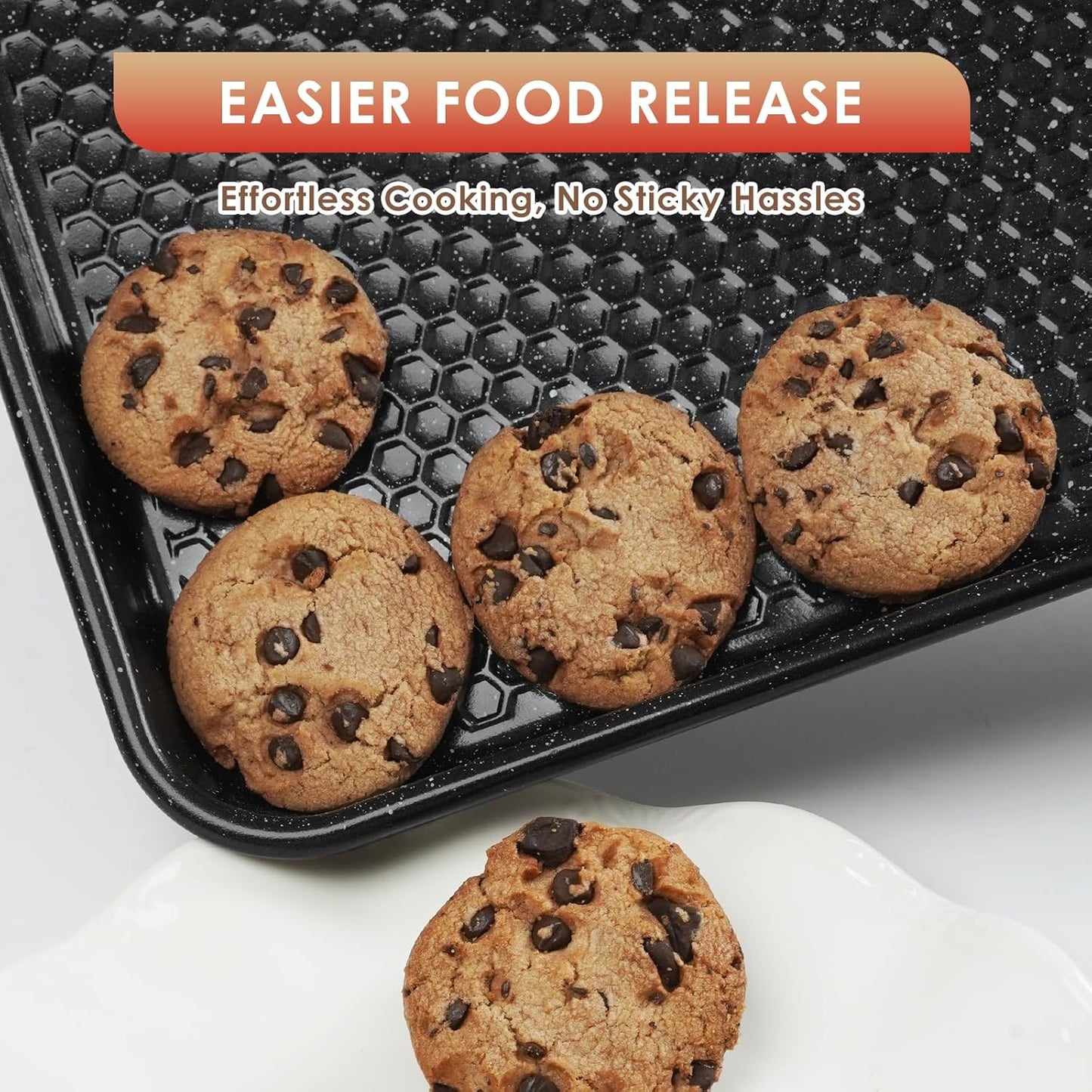 Skiennix Baking Sheet Pan Set - Nonstick Carbon Steel Cookie Sheets | Heavy Duty, Easy Clean, 3-Piece Set