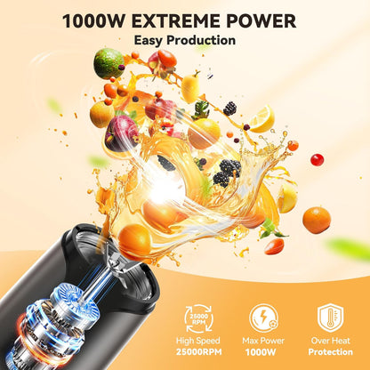 TECKNET Bullet Blender - 25000RPM Personal Nutri Blender for Smoothies & Protein Shakes | 1000W, 2 BPA-Free Cups (17oz & 10oz)