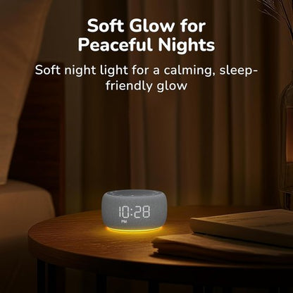 Buffbee Alarm Clock - 2-in-1 Sound Machine with Gentle Wake-Up & Ambient Night Light | Sleep Better