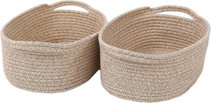 JMvicyroam Woven Storage Baskets - Small Rope Bins with Handles for Organizing Shelves & Closets | 2-Pack