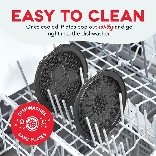 Dash MultiMaker® Mini System Removable Plate Set - Nonstick Waffle Replacement Plates - 4-Inch Two-Pack in Sunflower & Bee