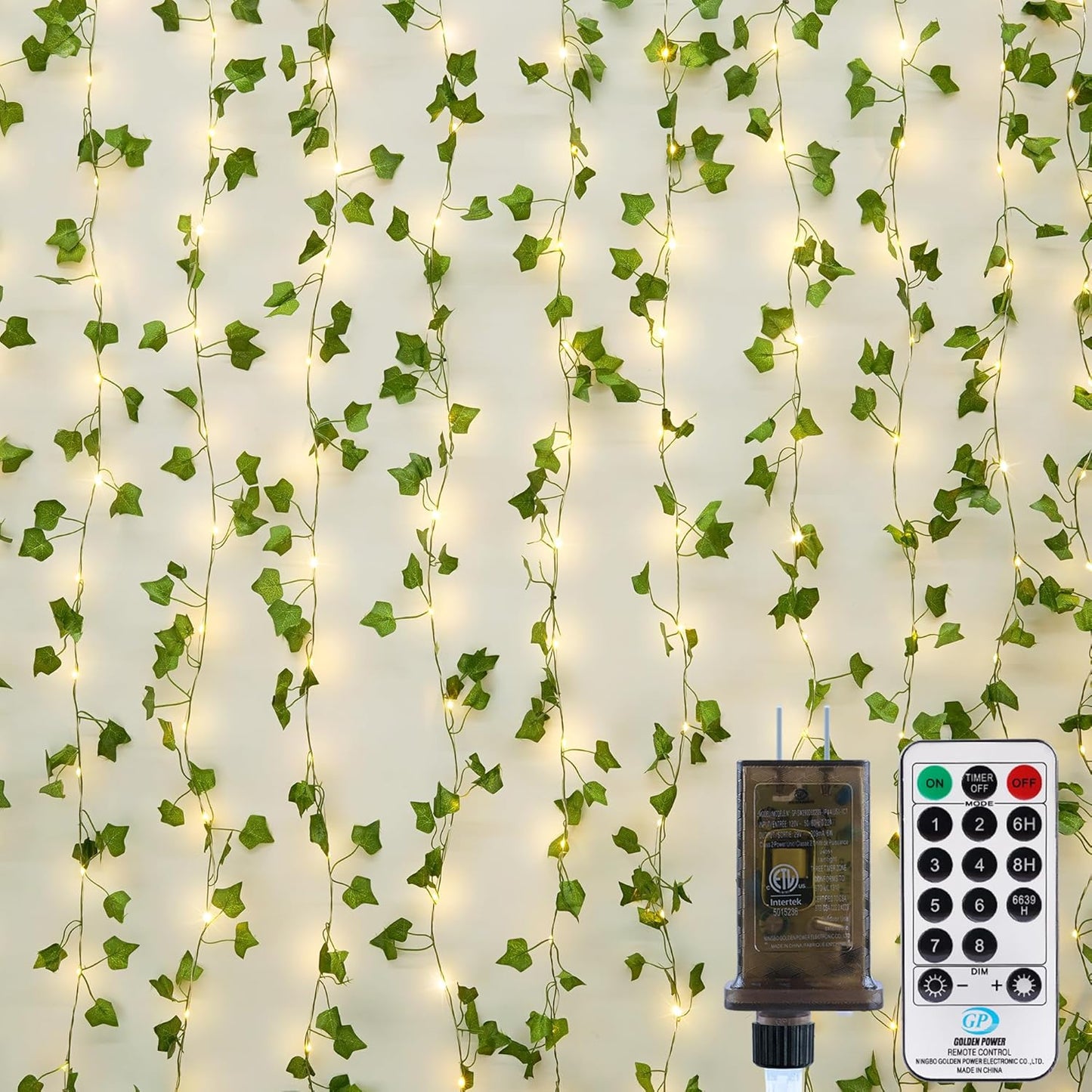 OMIKA 66FT 200 LED Ivy String Lights - Waterproof Fairy Lights with Remote for Bedroom & Garden Decor