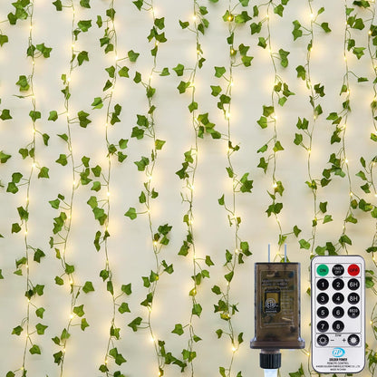 OMIKA 66FT 200 LED Ivy String Lights - Waterproof Fairy Lights with Remote for Bedroom & Garden Decor