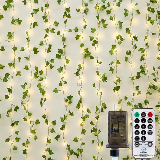 OMIKA 66FT 200 LED Ivy String Lights - Waterproof Fairy Lights with Remote for Bedroom & Garden Decor