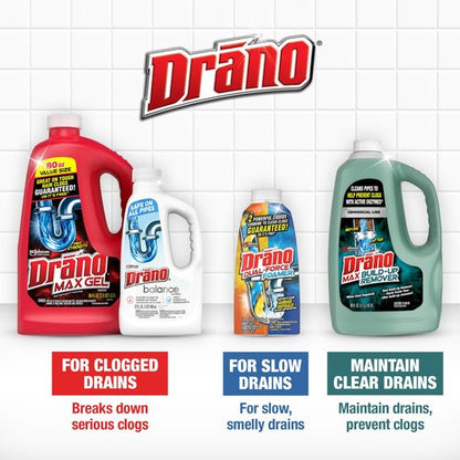 Drano Max Build Up Remover Drain Cleaner, Enzymes & Probiotics Prevents Clogs & Remove Odor-Causing Buildup, Safe for Septic, Toilets & Pipes in Bathroom Drains & Kitchen Sinks, Commercial Line, 60 oz