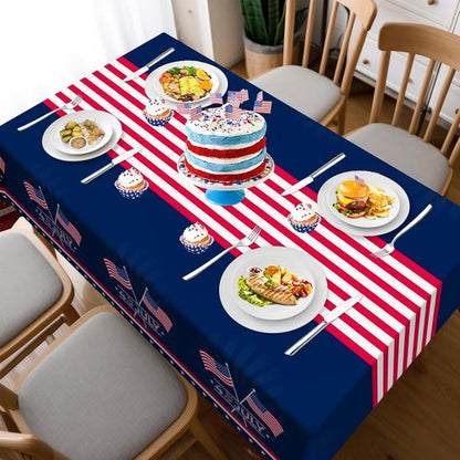 Childom Patriotic Tablecloth - Disposable American Flag Design | 54" x 108" for Fourth of July & Veterans Day Celebrations