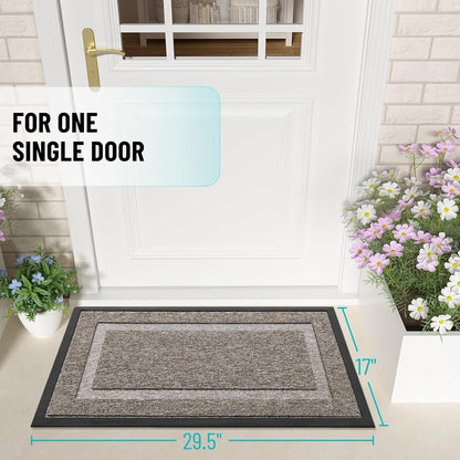 OLANLY Waterproof Front Door Mat - All-Season Natural Rubber Doormat | Easy Clean, Low Profile, 29.5x17, Khaki & White