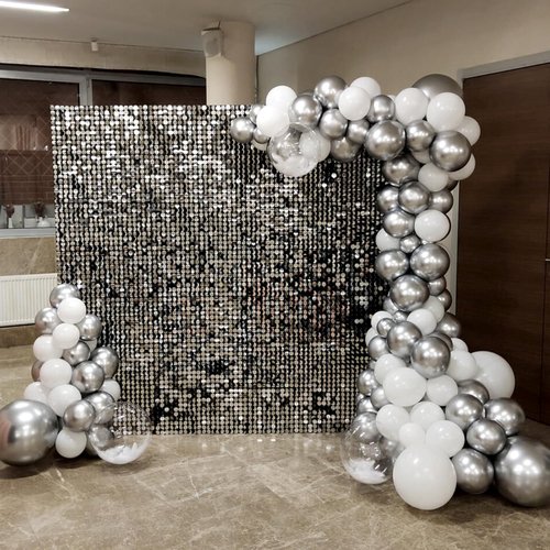 Awenztech Metallic Silver Balloons - 12 Inch Chrome Latex Balloons | 50pcs for Weddings, Graduations & Parties