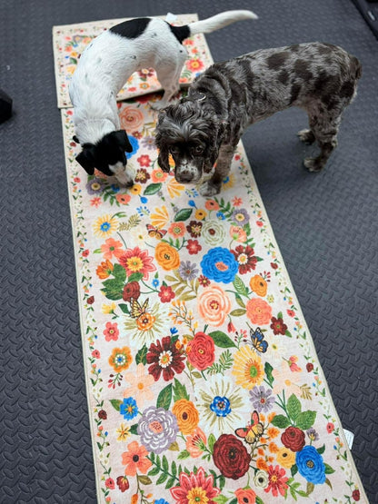 Skiennix Runner Rug - Non-Slip Washable Floral Carpet for Hallways & Kitchens | 2x6 Feet, Beige