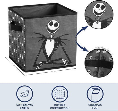 Nightmare Before Christmas Jack & Sally Storage Cubes - Durable 10"x10"x10" with Handles